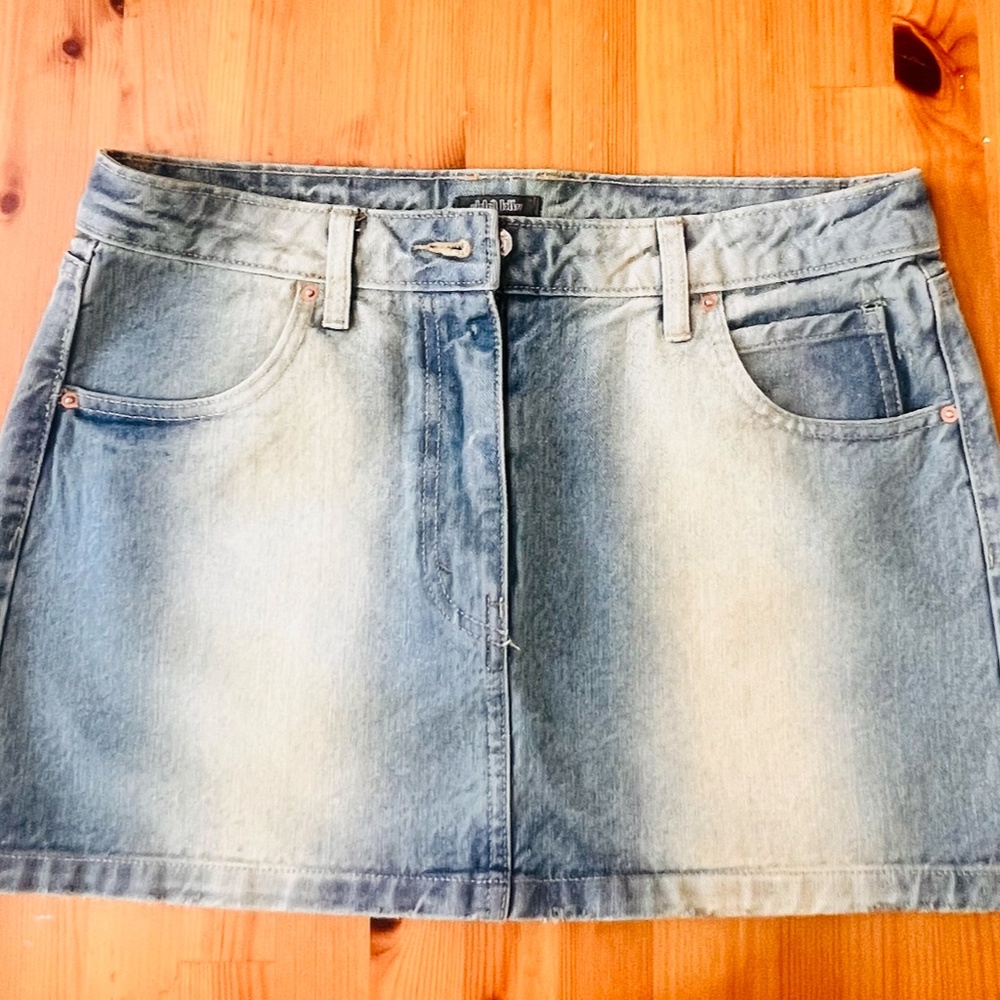 Distressed Denim Mini Skirt
